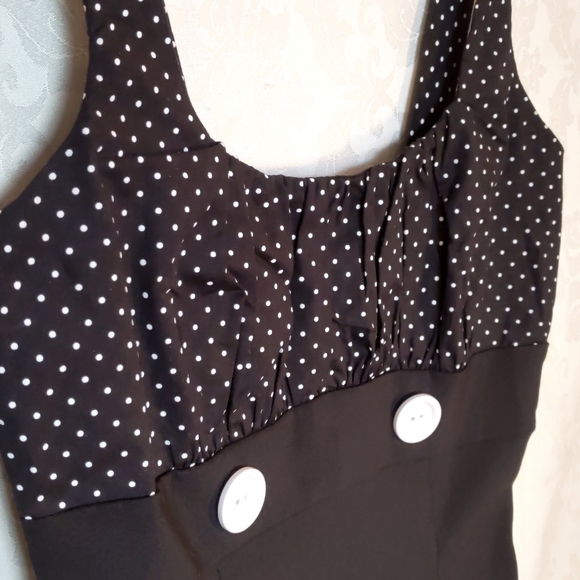 Black and white polka dot pencil skirt dress size small pinup classic style 00s - Picture 3 of 6